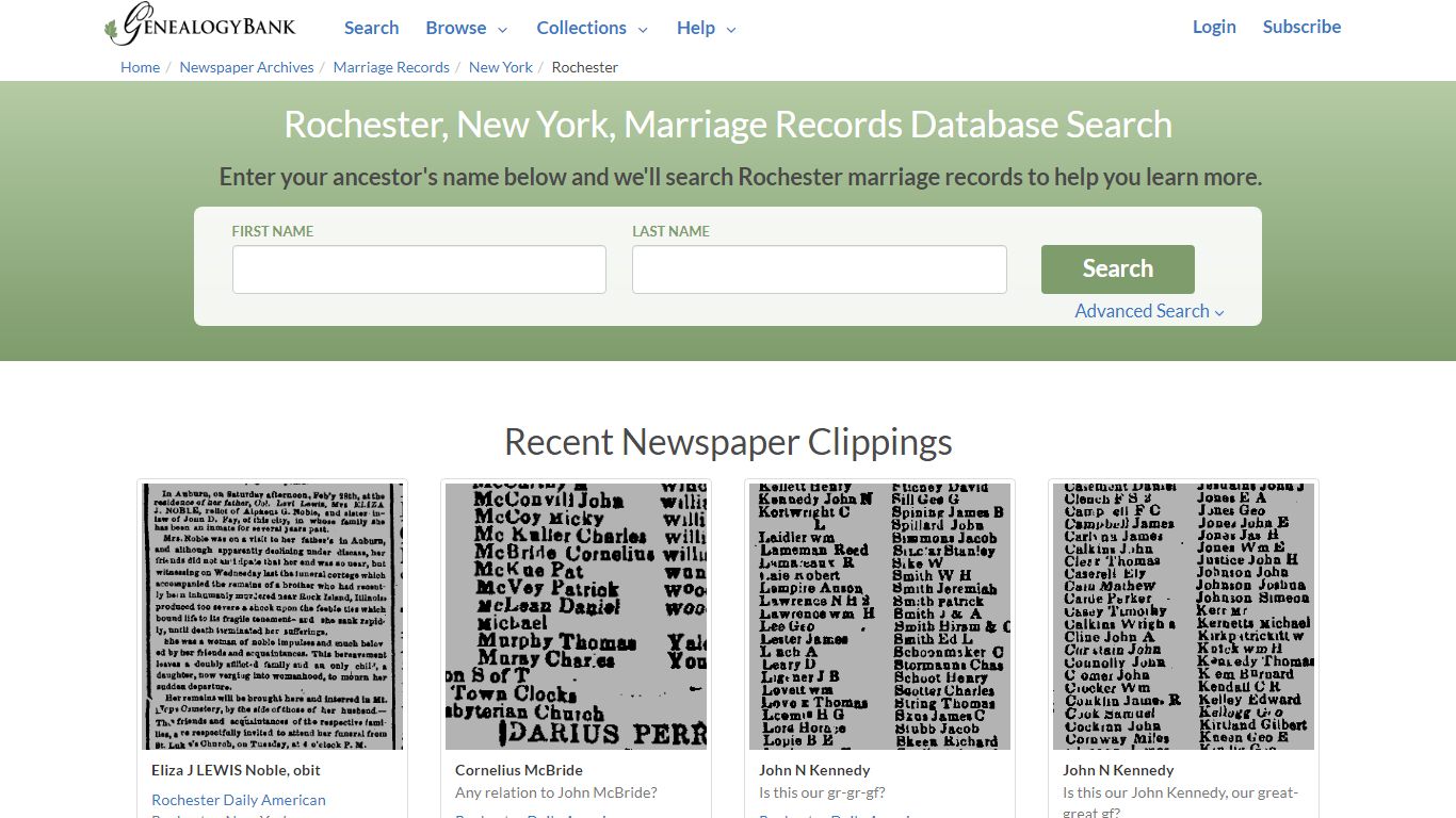 Rochester, New York, Marriage Records Online Search